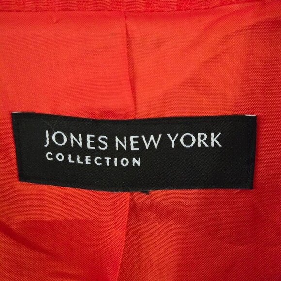 Jones New York Collection Linen Silk Blend Red Orange Textured Blazer Size XL - Picture 4 of 5